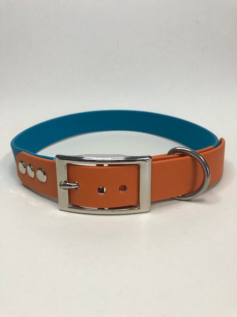 Biothane Halsband in Petrol/Burntorange, Halsumfang 51 cm