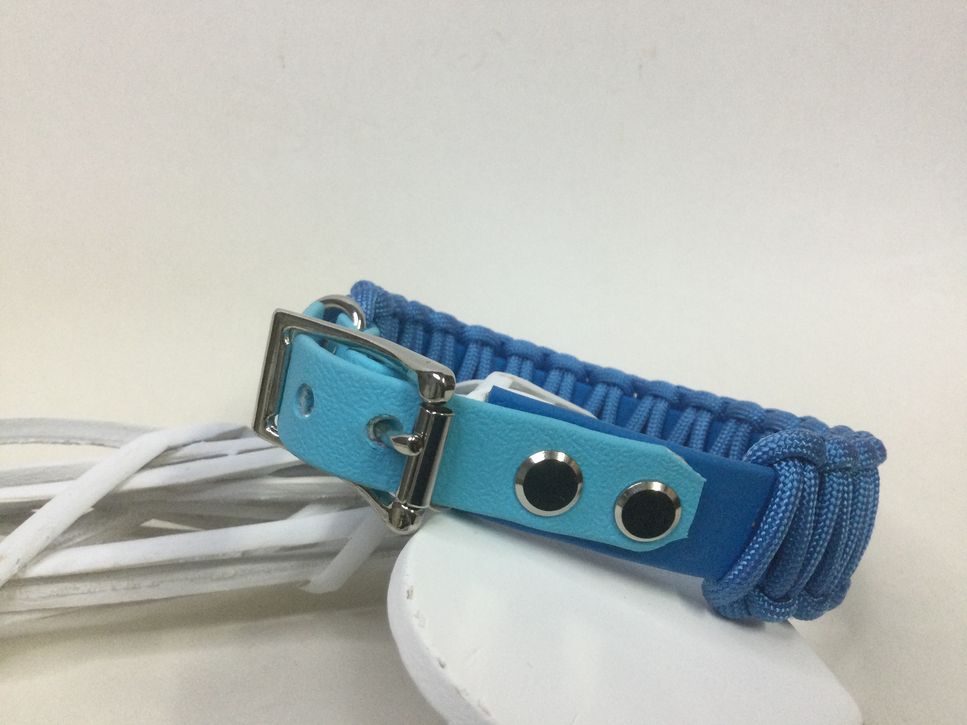 Halsband Lace mit Paracord, Hellblau/Skyblau, HU 31-35 cm