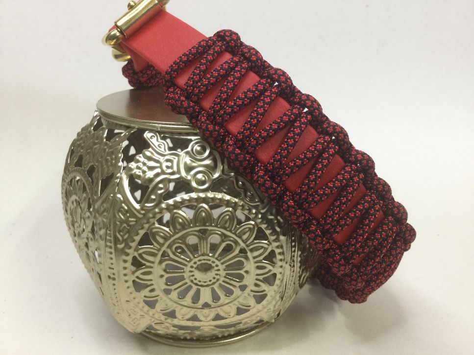 Halsband Lace mit Paracord, Rot, HU 37-41 cm