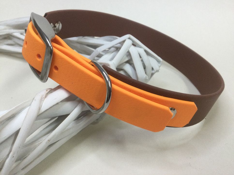 Halsband Duo Schoko/Neonorange, HU 40-43 cm