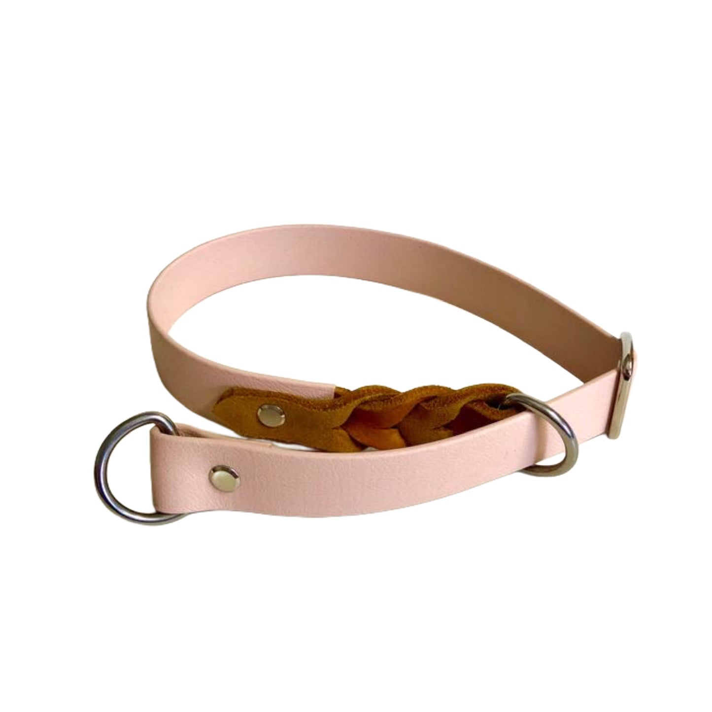 Zugstopp Halsband mit Lederflechtung, Farben wählbar, individuell gestalten und handgemacht von paleroad-design. Maren Meiser