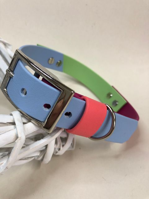 Biothane Halsband Saga,3-farbig, Halsumfang 40-43 cm