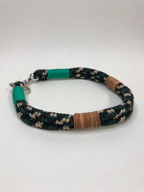 Taushalsband , grün/beige/schwarz, Halsumfang 42 cm