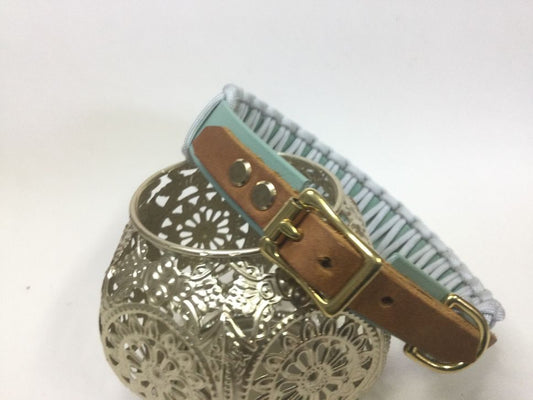 Halsband Lace mit Paracord, Sagegrün/Grau, HU 40-42 cm