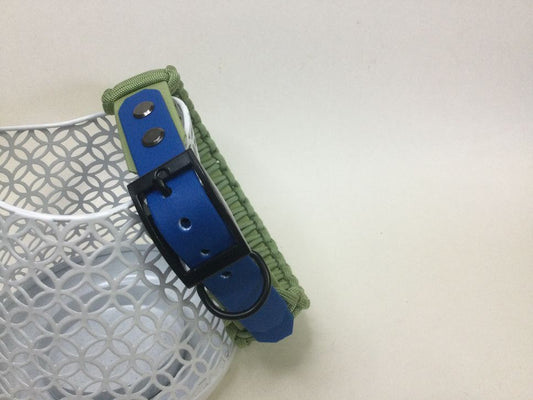 Halsband Lace mit Paracord, Guacamole/Dunkelblau, HU 41-44 cm