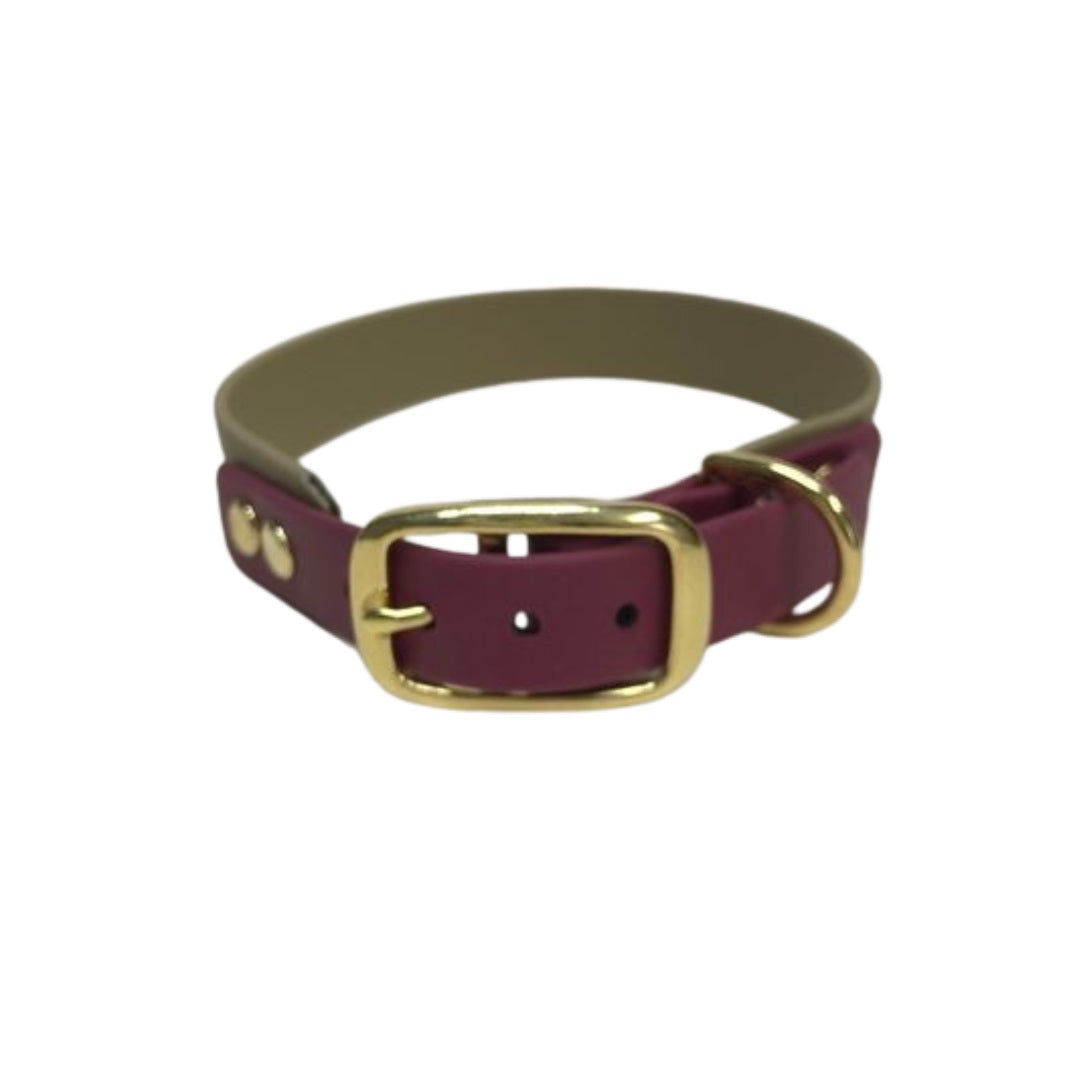 Bothane Halsband in Taupe/Weinrot, Halsumfang 38 cm