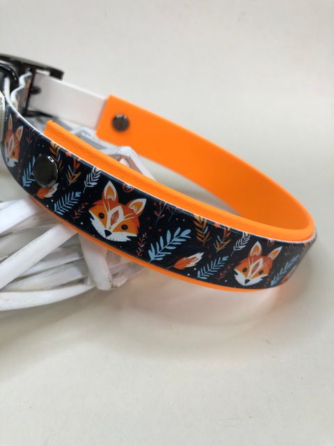 Biothane Halsband, Motiv Füchse, Halsumfang 38-42 cm