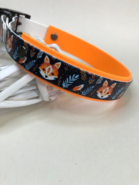 Biothane Halsband, Motiv Füchse, Halsumfang 38-42 cm