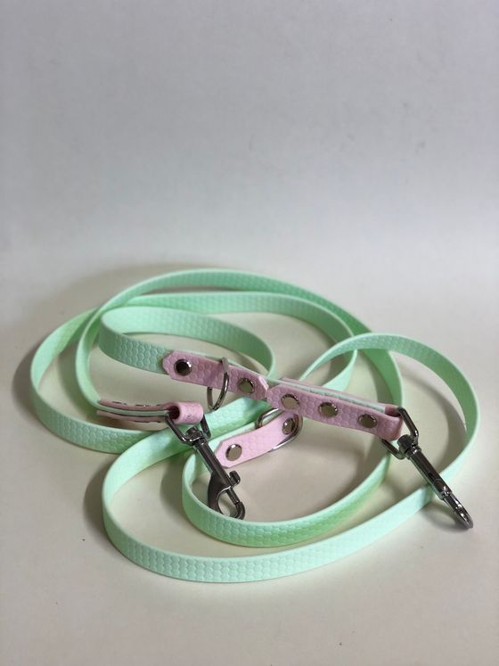 Verstellbare Leine aus Hexa Gurtband/ Mint/Lavendel