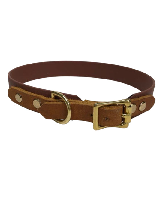 Biothane Halsband in Schokobraun mit Fettleder, Halsumfang 46 - 48 cm