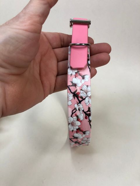 Biothane Halsband, Motiv Kirschblüten, Halsumgang 43-45 cm