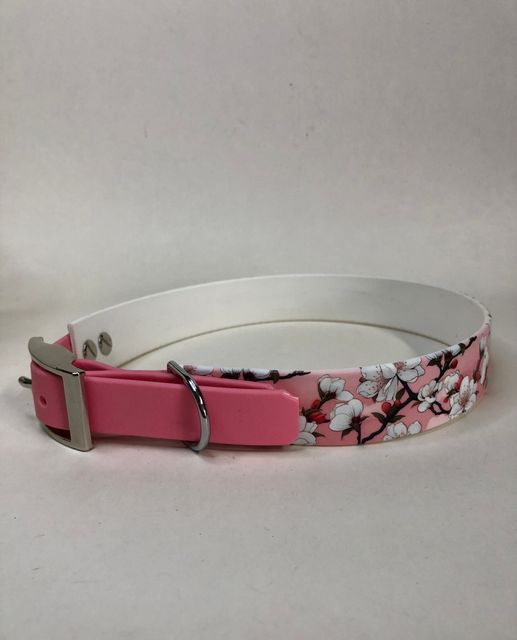 Biothane Halsband, Motiv Kirschblüten, Halsumgang 43-45 cm