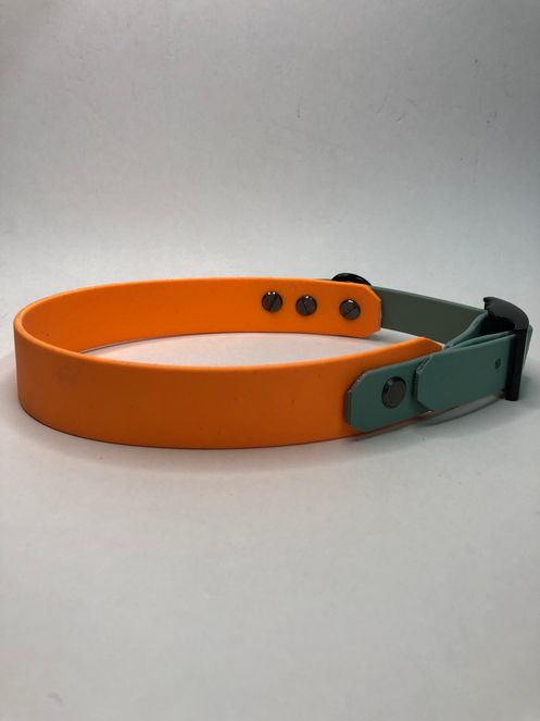 Biothane Halsband Neonorange/Sagegrün, Halsumfang 41 - 44 cm