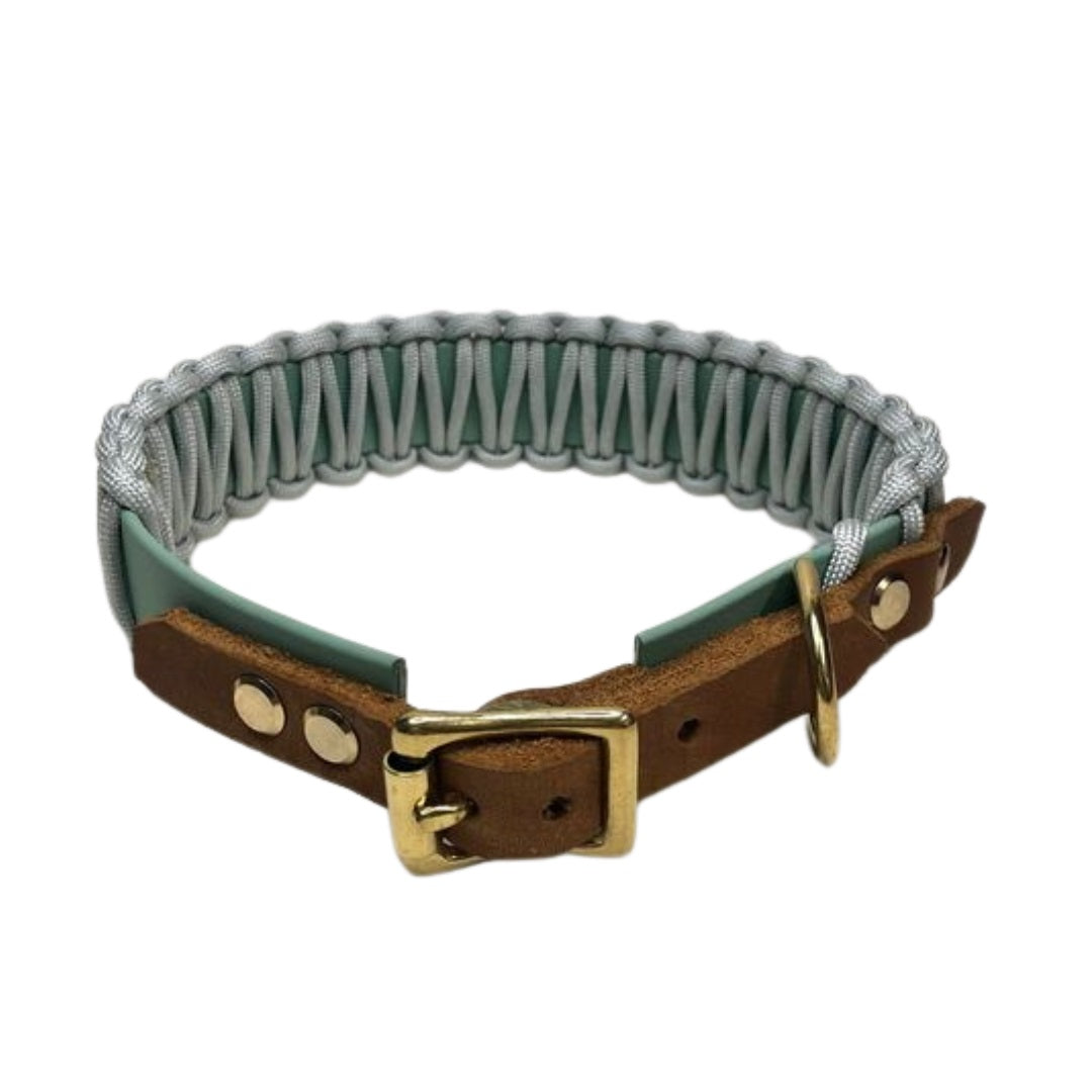 Halsband Lace mit Paracord, Sagegrün/Grau, HU 40-42 cm