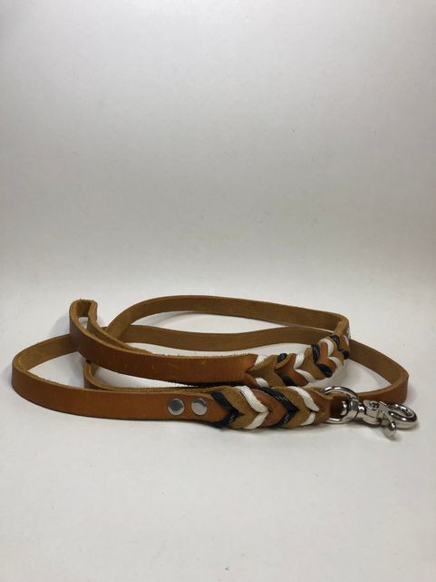 Handgefertigte Lederleine  19mm breit mit silbernem Karabiner" design your own