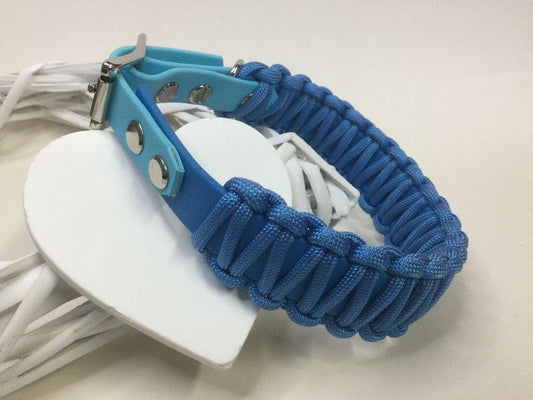 Halsband Lace mit Paracord, Hellblau/Skyblau, HU 31-35 cm