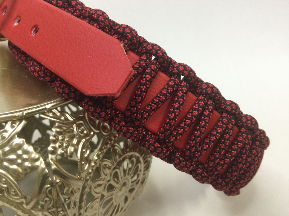 Halsband Lace mit Paracord, Rot, HU 37-41 cm