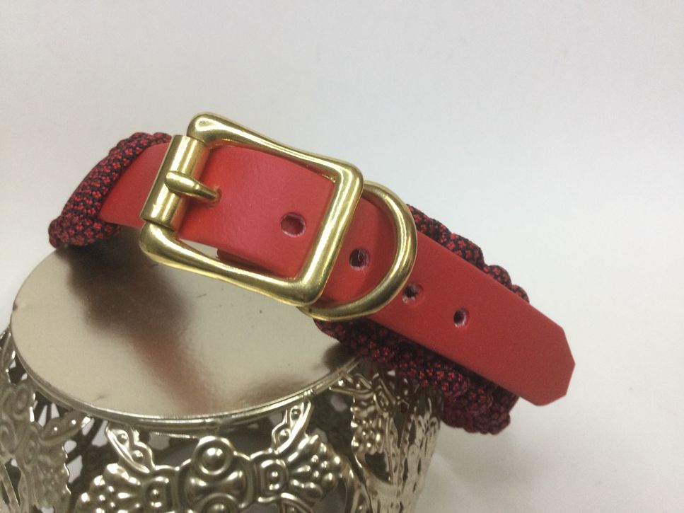 Halsband Lace mit Paracord, Rot, HU 37-41 cm
