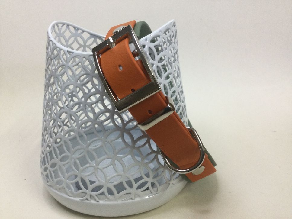 Halsband Duo, Khaki/Burntorange, HU 40-43 cm