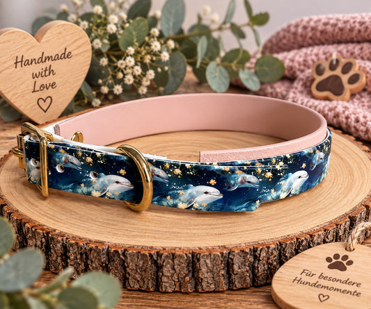 Biothane Halsband Motiv Delfine, Halsumfang 38-43 cm