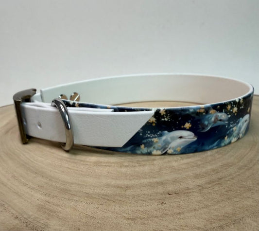 Biothane Halsband "Motive Delfine", Halsumfang 37-42 cm