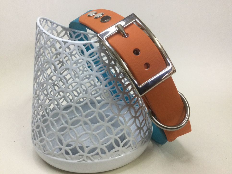 Halsband Duo, Khaki/Burntorange, HU 40-43 cm