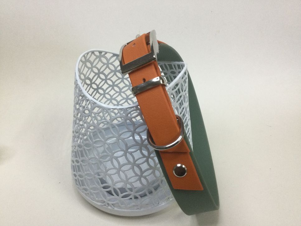 Halsband Duo, Khaki/Burntorange, HU 40-43 cm