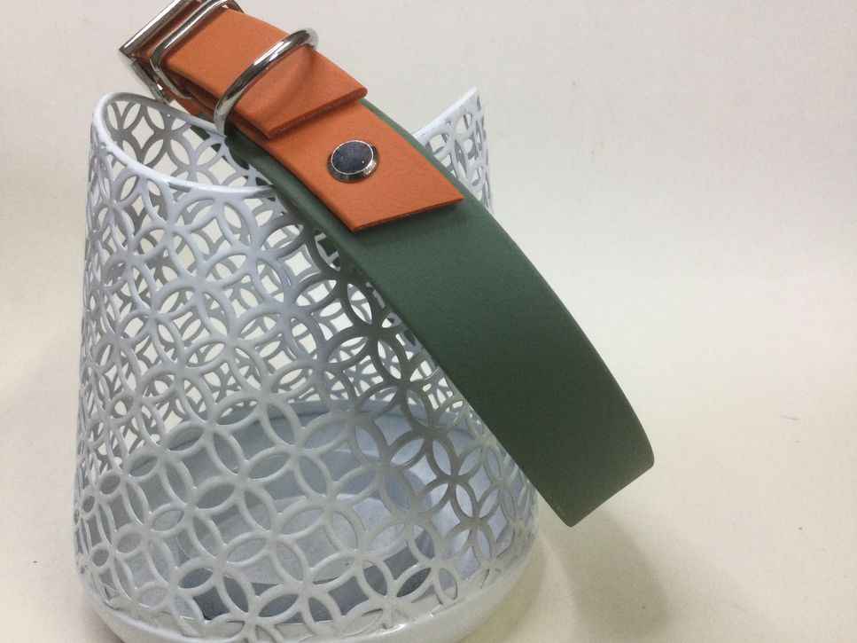 Halsband Duo, Khaki/Burntorange, HU 40-43 cm