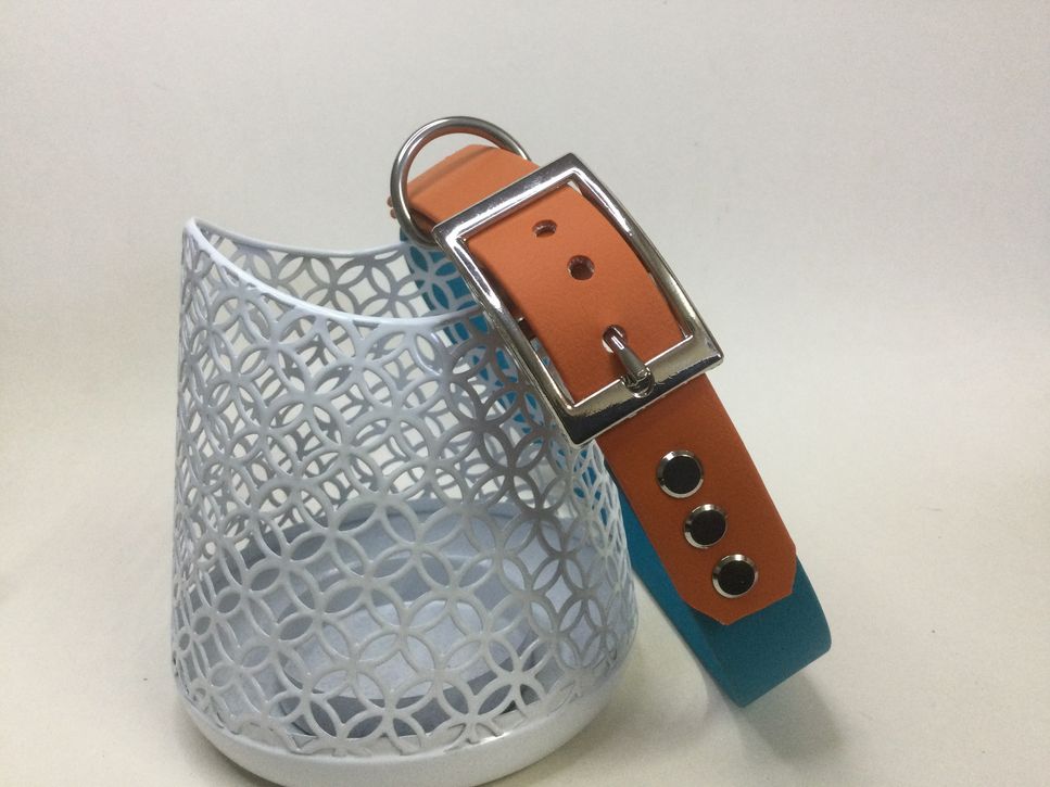 Halsband Duo Petrol/Burntorange, HU 46-50 cm