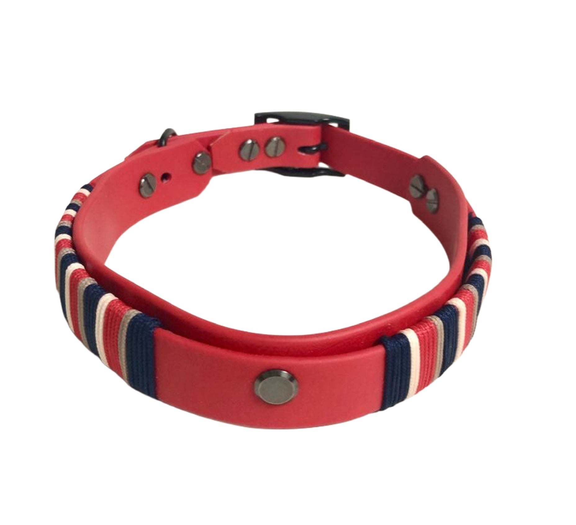 Biothane Halsband in rot mit Takelung, Farben frei wählbar, individuell für alle Größen und Hunderassen wählbar, Halsbänder und Leinen von paleroad-desing