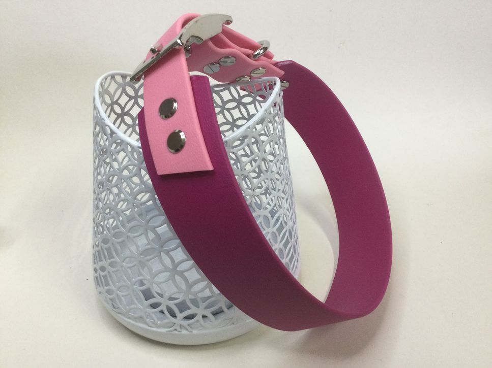 Halsband Duo  Neonpink /Pastellrosa, extra breit, HU 45-49 cm