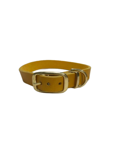 Halsband aus Leder Farbe curry, von paleroad-desing, individuell und handgemacht, viele Farben und Breiten wählbar