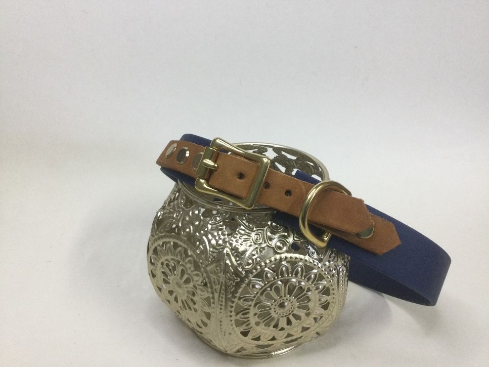 Halsband Fjord, navy mit Leder Verschlußadapter, HU 45-48 cm