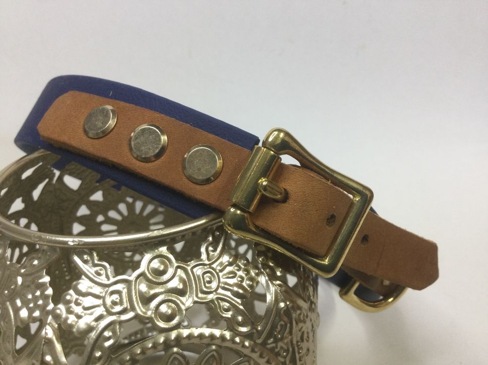 Halsband Fjord, navy mit Leder Verschlußadapter, HU 45-48 cm