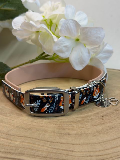 Biothane Halsband, Motiv Füchse, Halsumfang 39-42 cm