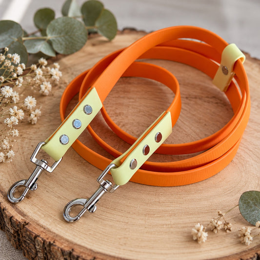 Verstellbare Biothane Leine Neonorange