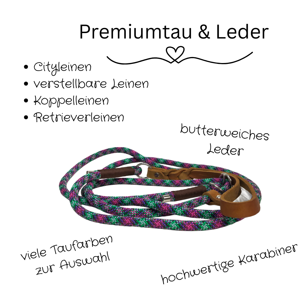 Konfigurator - Retrieverleine aus Tauseil / Handschlaufe aus Fettleder