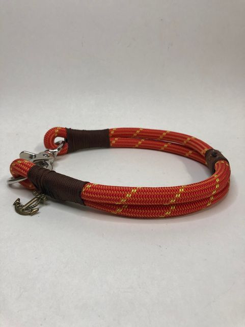 Tauhalsband aus Kletterseil, orange/bunt, Halsumfang 41 cm