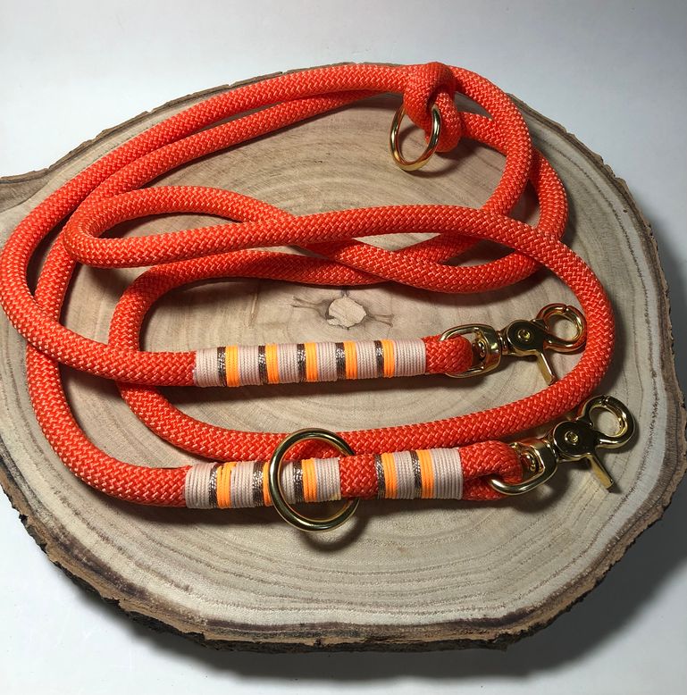 Verstellbare Leine aus Premiumtau/Neonorange