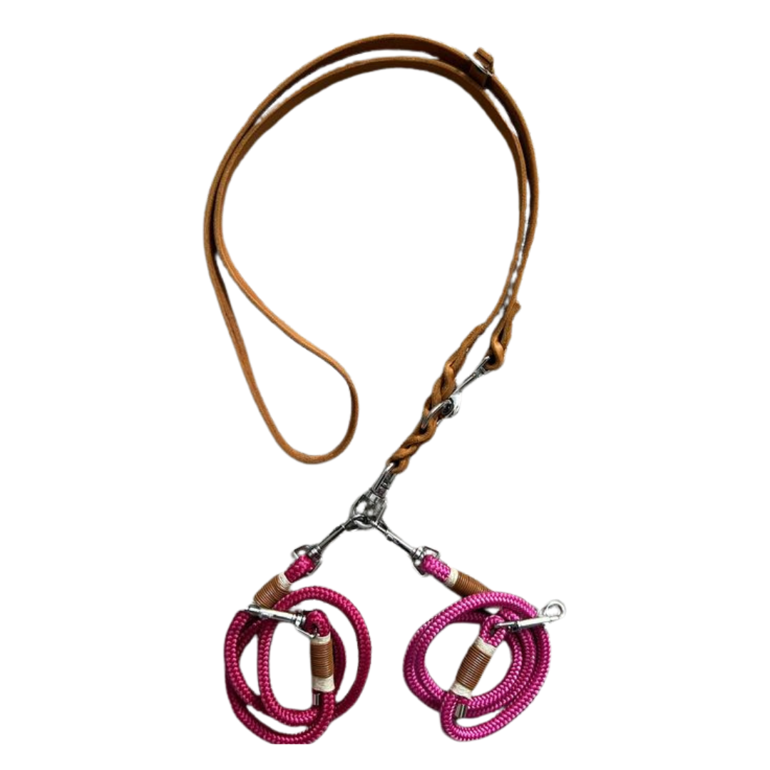 Koppelleine aus weichem Leder/ Set mit Umhängeleine/Crossbody