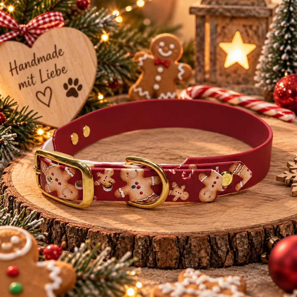 Halsband aus Biothane "Gingerbread"/ weinrot, Halsumfang 40-45 cm