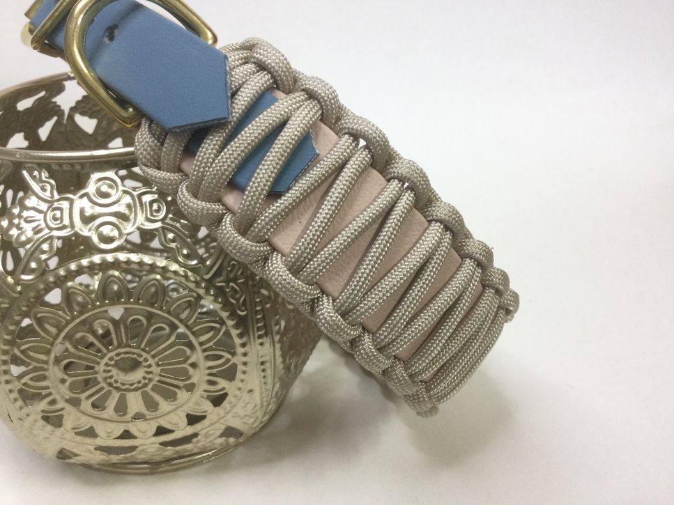 Halsband Lace mit Paracord, Tan/Petrol, HU 39-42 cm