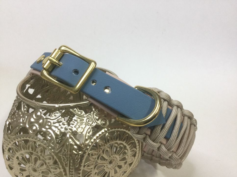 Halsband Lace mit Paracord, Tan/Petrol, HU 39-42 cm