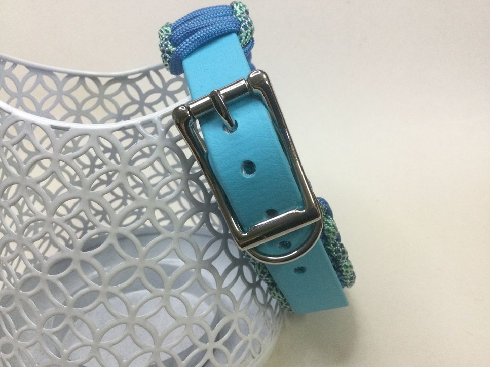 Halsband Lace mit Paracord, Hellblau/Skyblau, HU 31-35 cm
