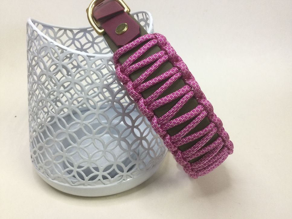 Halsband Lace mit Paracord Khaki/Vino, Halsumfang 40-43 cm