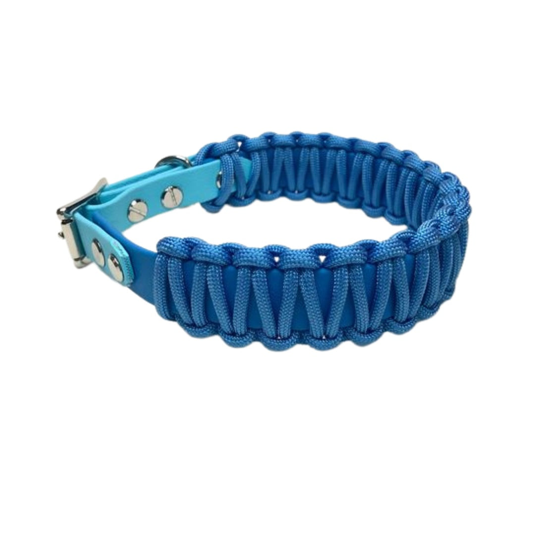 Halsband Lace mit Paracord, Hellblau/Skyblau, HU 31-35 cm