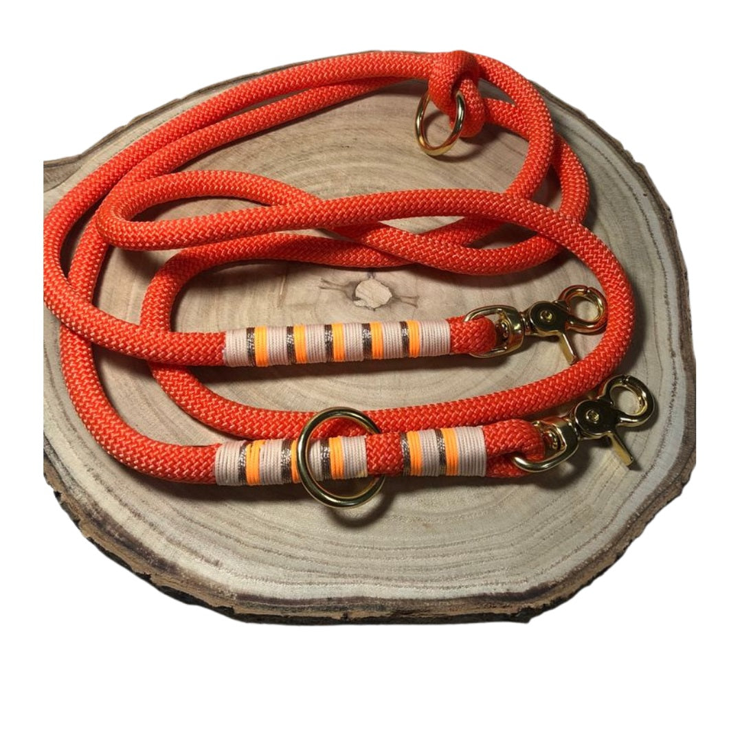 Verstellbare Leine aus Premiumtau/Neonorange