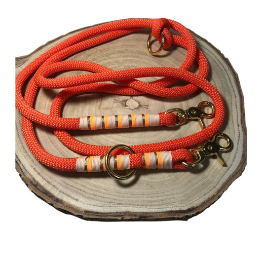 Verstellbare Leine aus Premiumtau/Neonorange