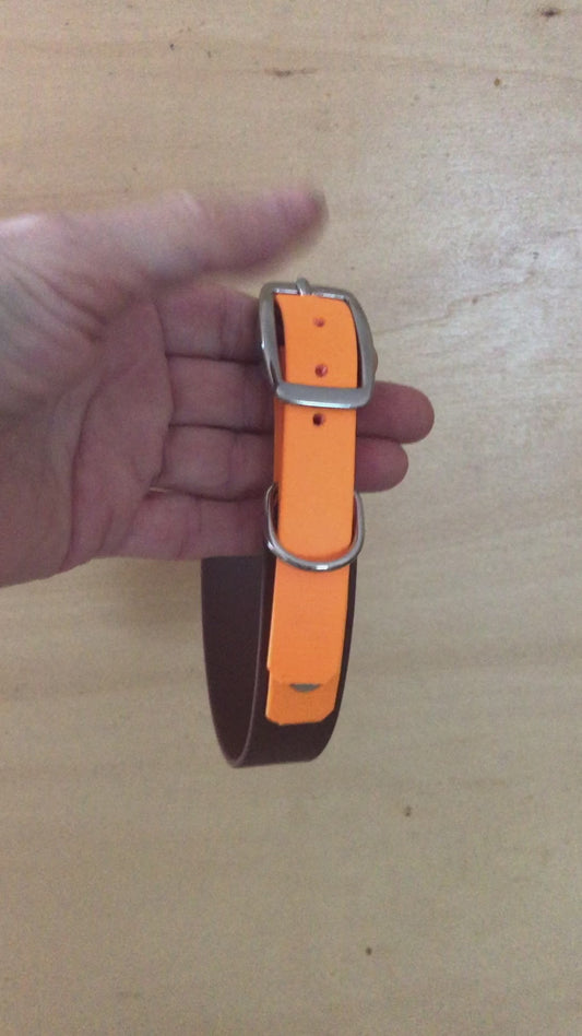 Halsband Duo, Khaki/Burntorange, HU 40-43 cm