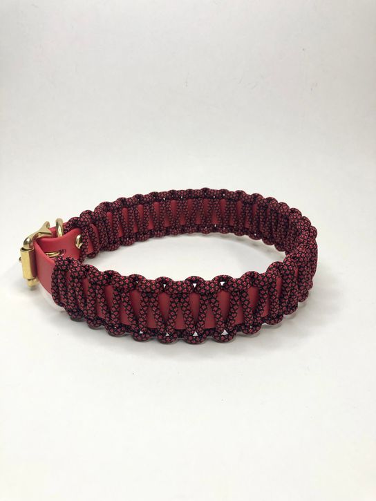 Halsband Lace mit Paracord, Rot, HU 37-41 cm
